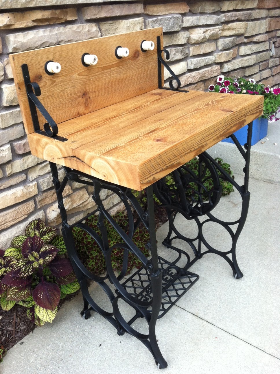 Then and Again Furnishings: Unique Table with Cast Iron Treadle Base