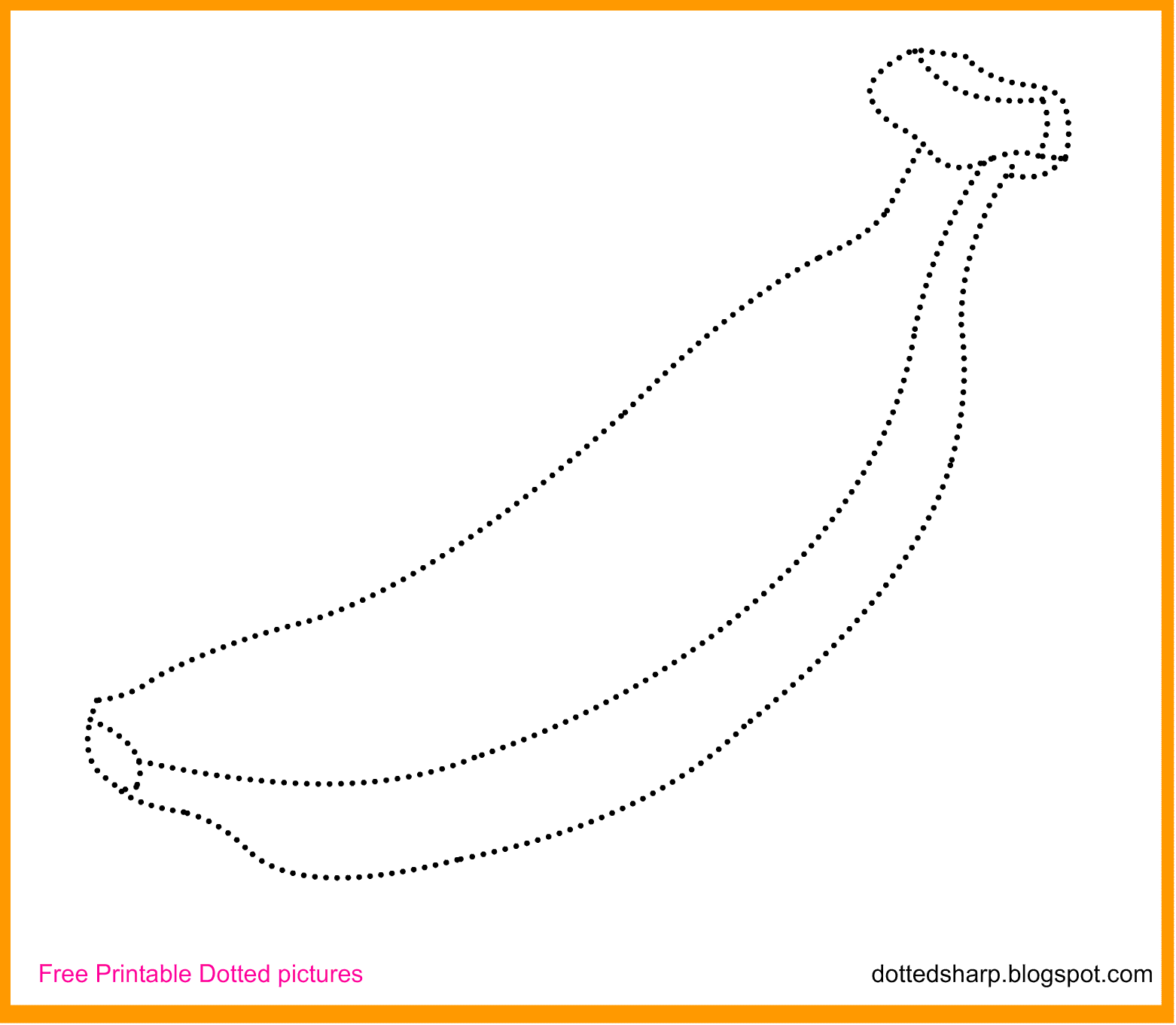 Free Dotted Printable for kids: Dotted Banana drawing Free Dotted Printable for kids: Dotted Banana drawing