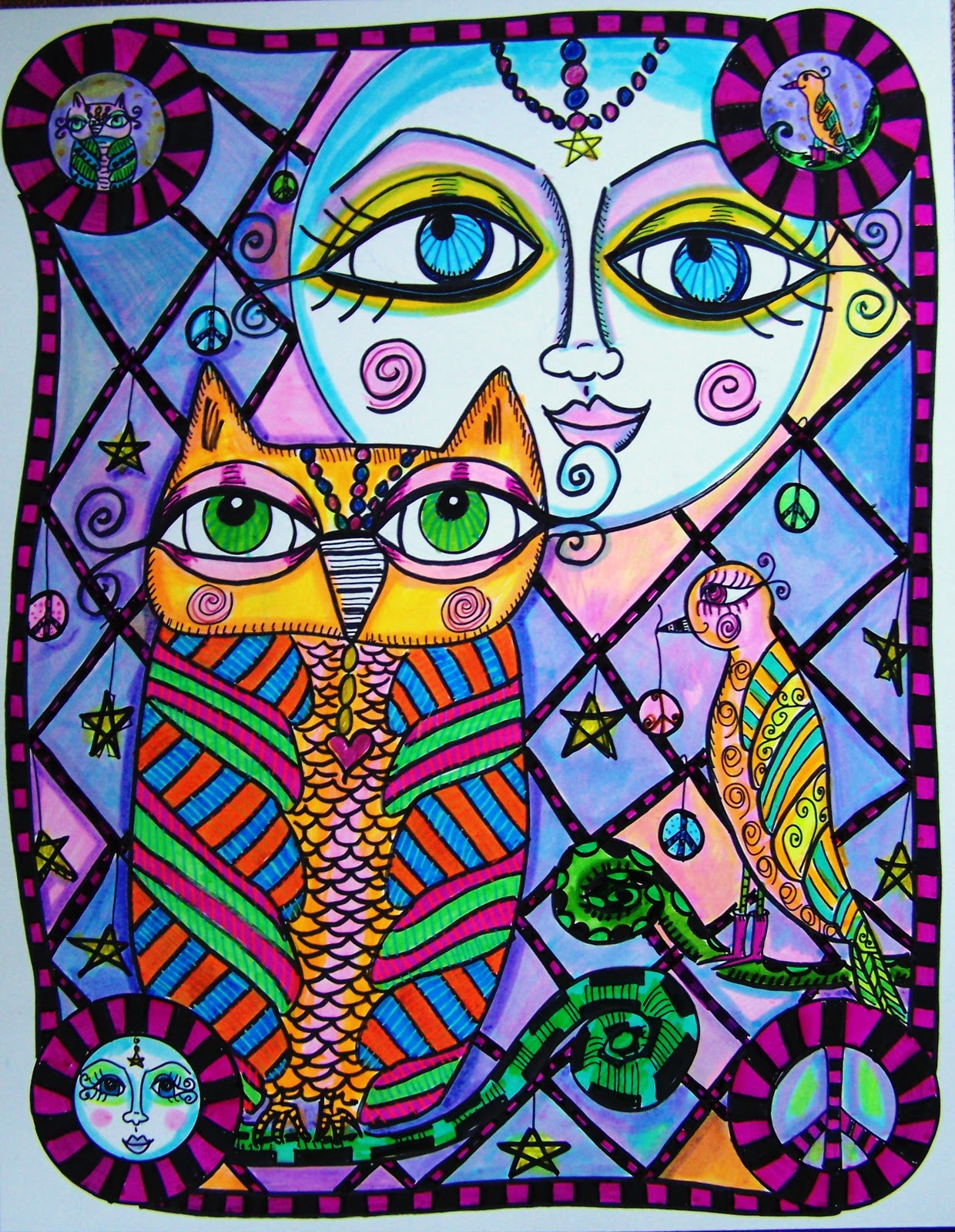 Dawn Collins Art Hippie Folk Art Landscapes and Villages