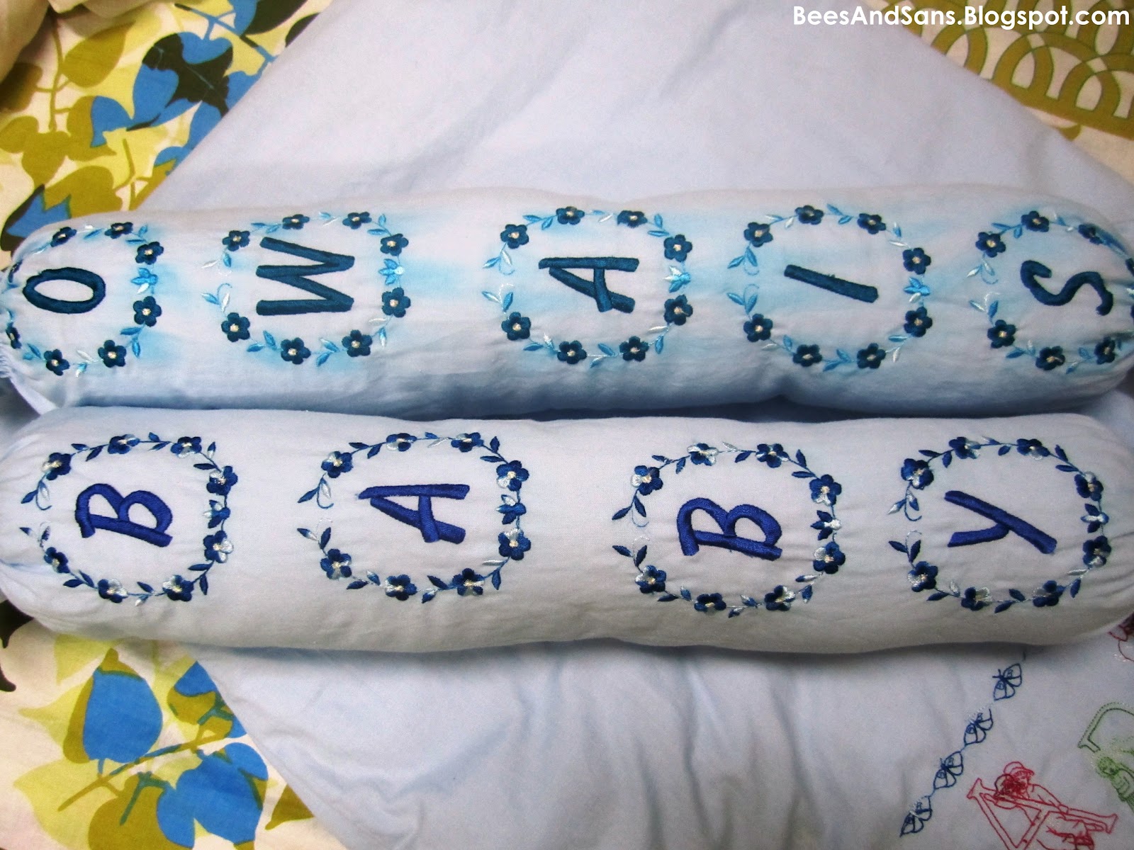 Bee's And San's Hand and Machine Embroidered Baby Pillow Covers