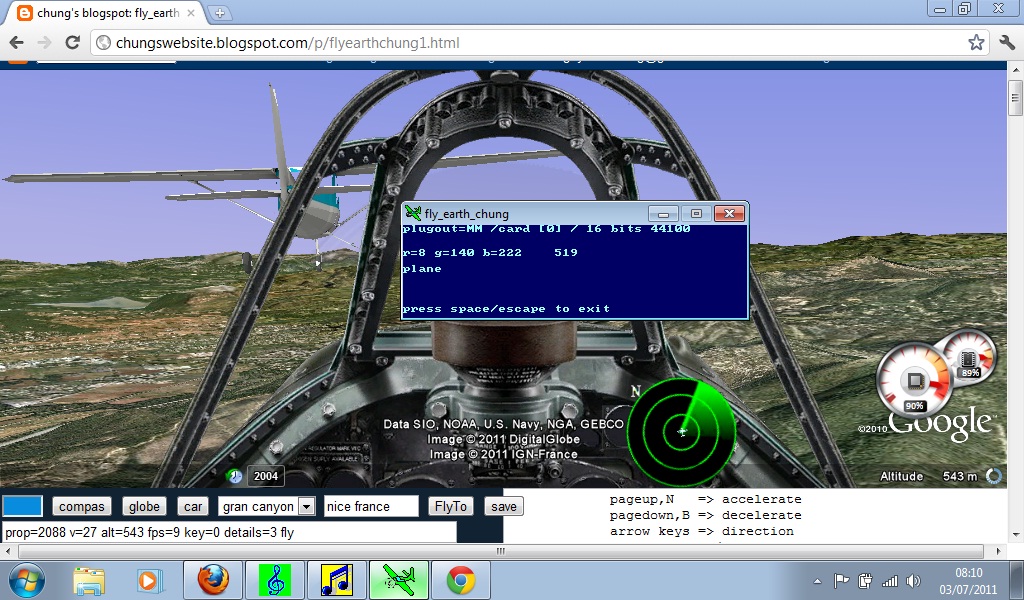 Google Earth flight simulator