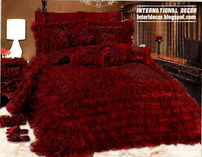 Royal red bedspreads luxurious models 2014, burgundy bedspreads and bedding sets