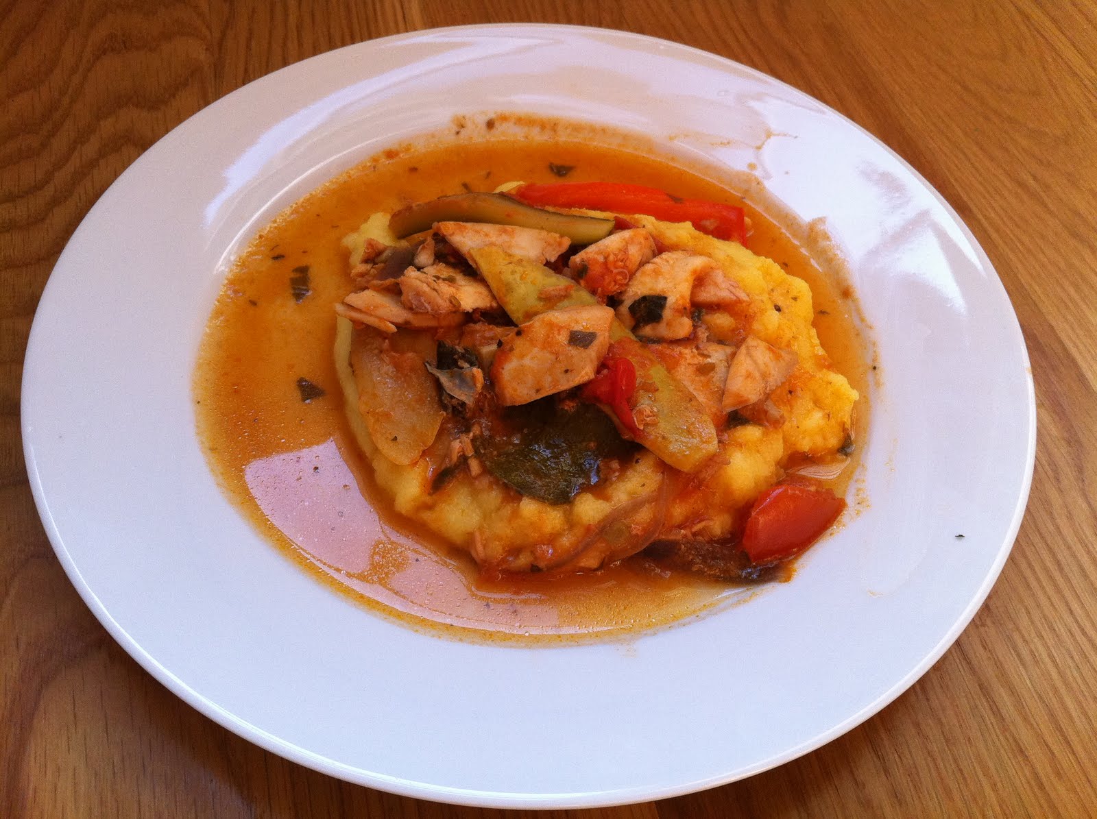 Chow and Chatter Halibut Fish Stew over Polenta