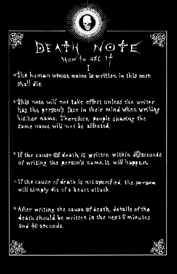 RESUMO DE DEATH NOTE (Ordem Cronológica) HISTÓRIA De Death Note