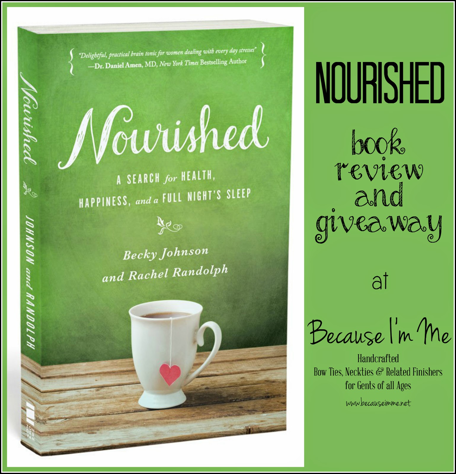 Book review and giveaway; Nourished, a Search for Health, Happines, and a Full Night's Sleep at Because I'm Me