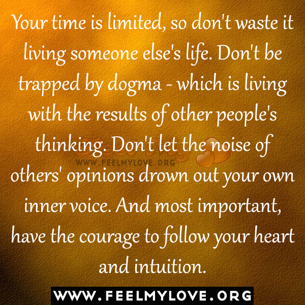 Your time is limited, so don't waste it
