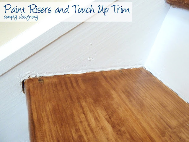 Painting Risers and Trim | step by step instructions on how to rip up carpet and refinish wood stairs, including all the mistakes we made along the way | Simply Designing | #diy #decorating #homedecor #homeimprovement #homeprojects #tutorial #stairs #stain