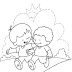Desenho de Dois Amiguinhos Abraçados para Colorir