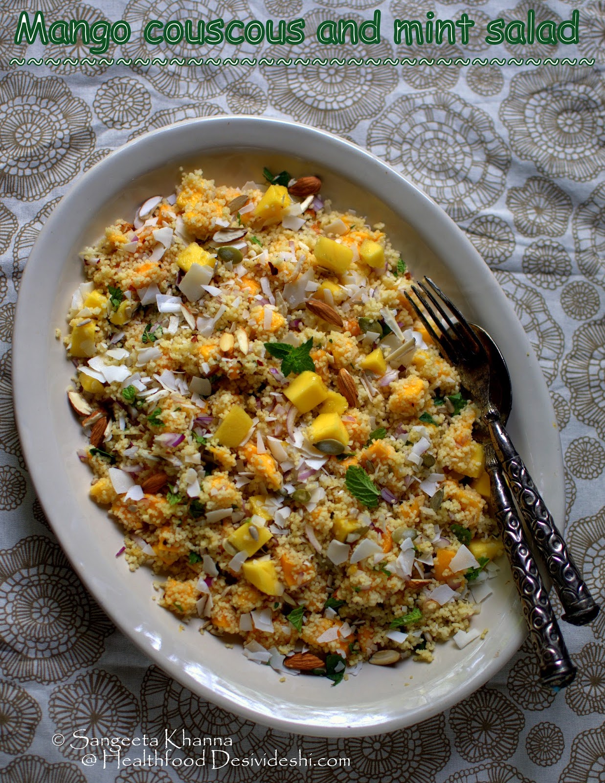 mango couscous salad with mint and my contribution to the cover story