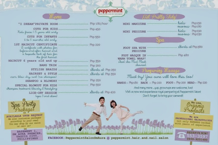 peppermint kids and grownups hair and nail salon our service menu nail menu flyer