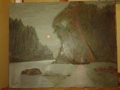 ribolov-umetnička slika -40 x 30cm ulje na platnu-slikar vladisav bogićević