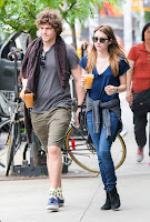 Emma Roberts enjoying iced coffee with her boyfriend