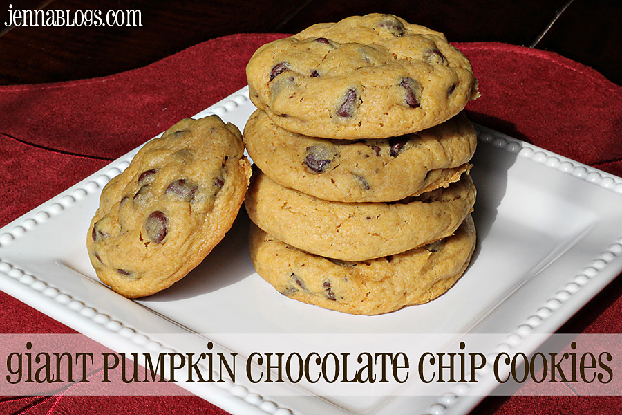 Jenna Blogs GIANT Pumpkin Chocolate Chip Cookies