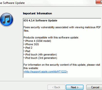 iOS 4.3.4 Update Prevent Jailbreak via PDF Exploit