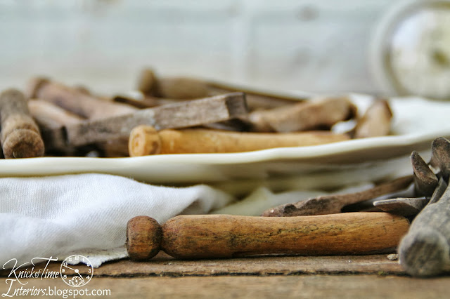 Vintage Wooden Clothespins via KnickofTimeInteriors.blogspot.com Vintage Wooden Clothespins weathered aged wood via KnickofTimeInteriors.blogspot.com
