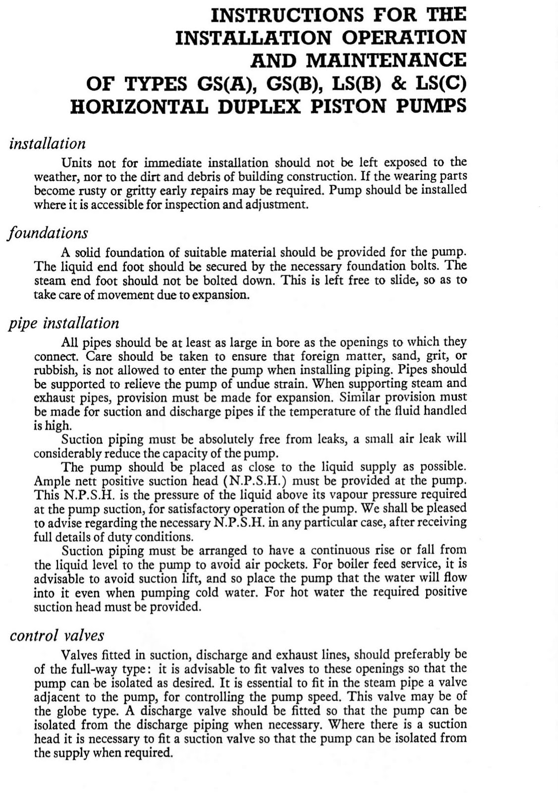 Sentinel Steam Loco 7109 WorthingtonSimpson Boiler Feed Pump User Manual