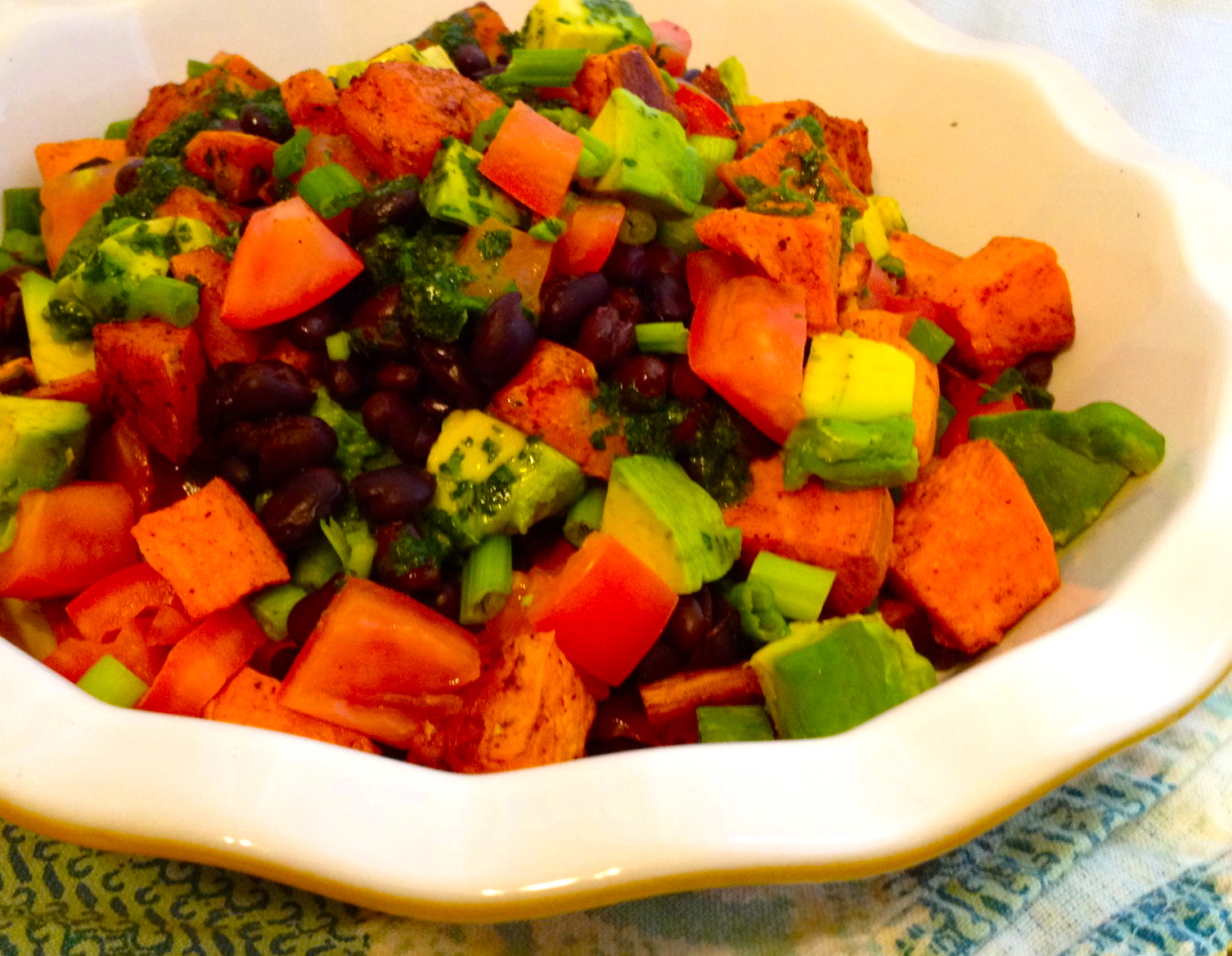 Clean, Fresh and mostly Veggie Chili Roasted Sweet Potato Salad with