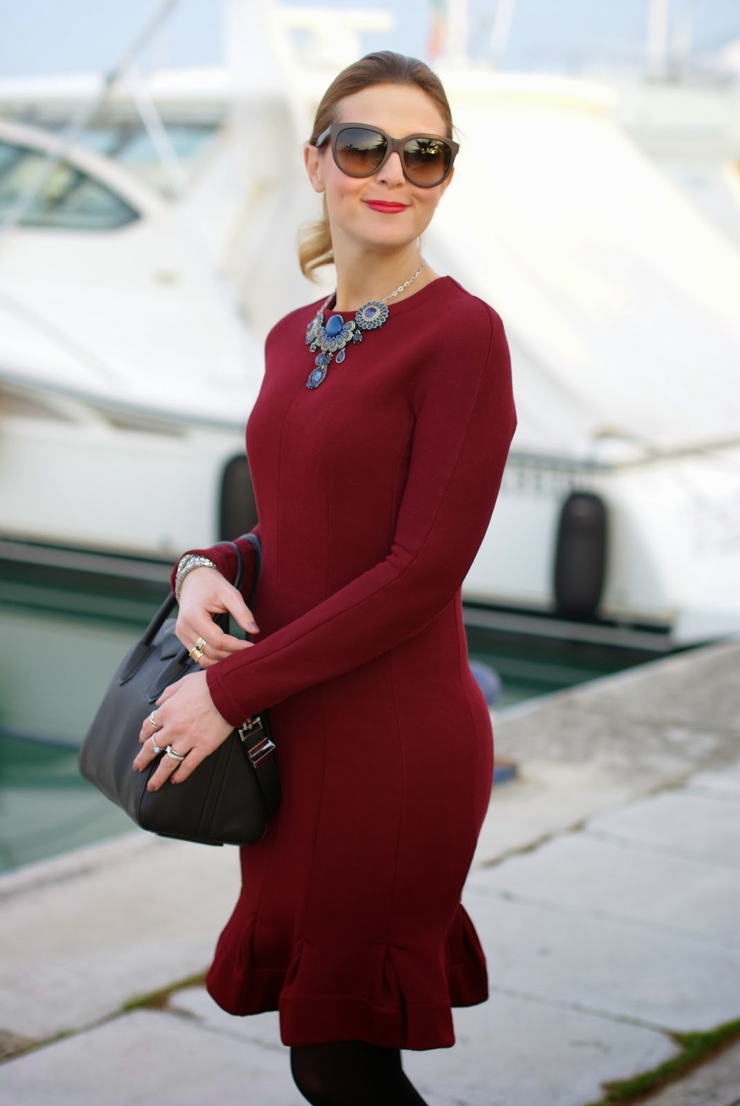 Carven burgundy dress, Givenchy Antigona bag, Fashion and Cookies, fashion blogger