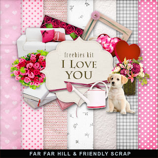 Free scrapbook mini kit "I Love You"  from Far Far Hill