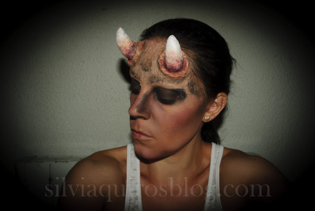 Maquillaje Halloween 4: Diablo con cuernos, Halloween Make-up 4: Debil with horns, special effects, efectos especiales, Silvia Quirós