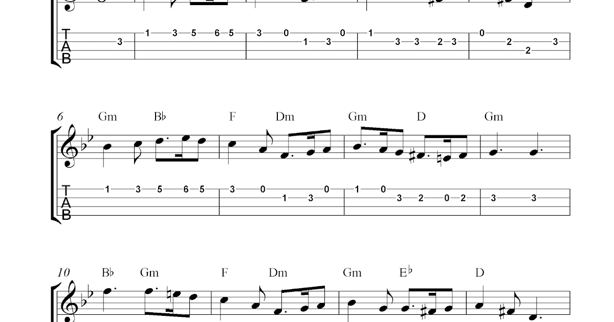 Greensleeves, free ukulele tab sheet music