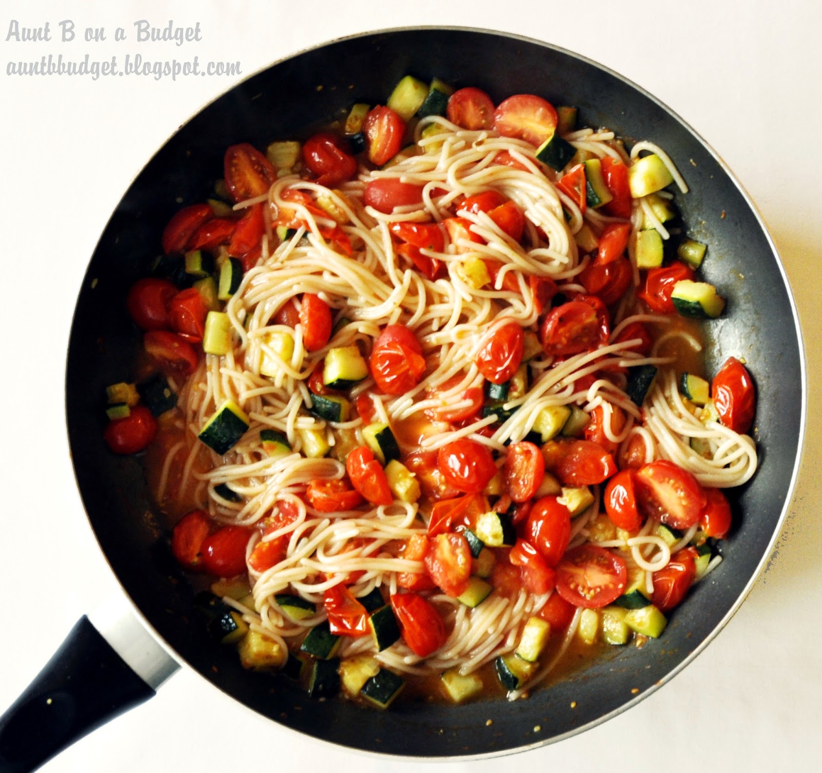 Aunt B on a Budget Spaghetti With Sauteed Zucchini and Grape Tomatoes