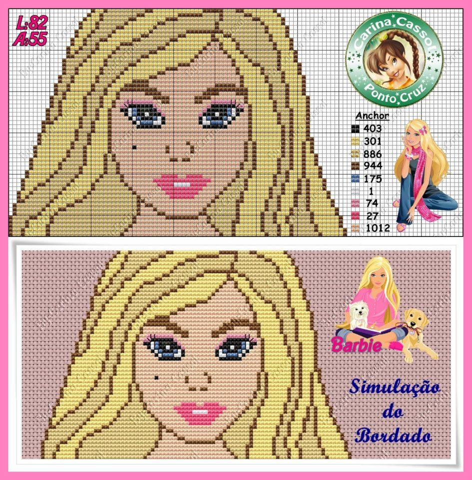 Barbie Em Ponto Cruz Jana Artes Manuais: Gráficos Ponto cruz-Barbie