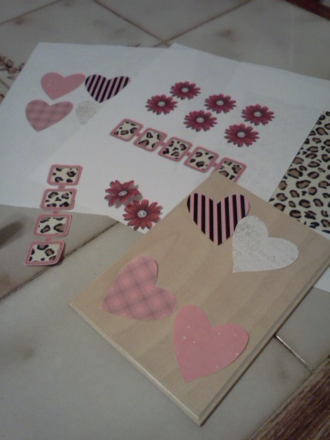  glued on my printed background cheetah luv me some cheetah 4 hearts 