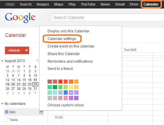 Google Calendar Setting