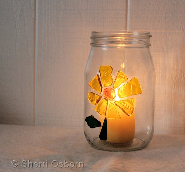 Crafts with Jars Stained Glass Candle Holder