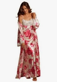 Amoureuse Women's Plus Size Long Satin Peignoir Set