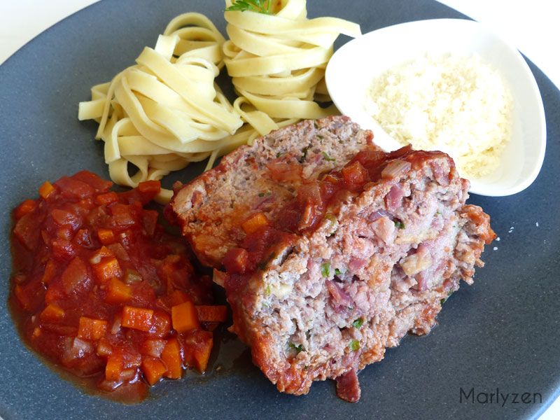 Pain de viande à la sauce tomate et au vin rouge Marlyzen, cuisine revisitée