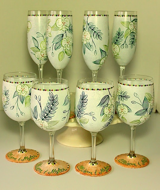 Custom Hawaiian Wedding Invitation Themed Wine Glasses Custom Hawaiian Wedding Invitation Theme painted champagne flutes via www.kudoskitchenbyrenee.wazala.com