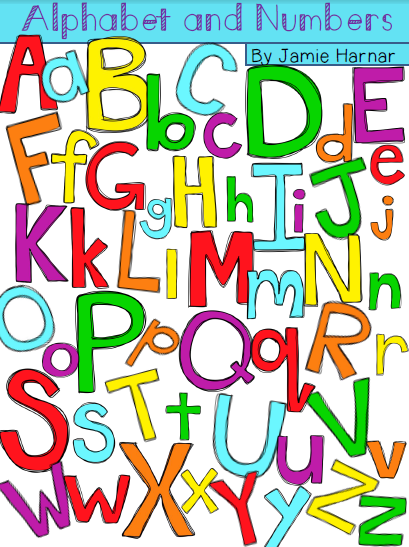 http://www.teacherspayteachers.com/Product/Alphabet-and-Numbers-Doodle-Clipart-Rainbow-Colors-1154399