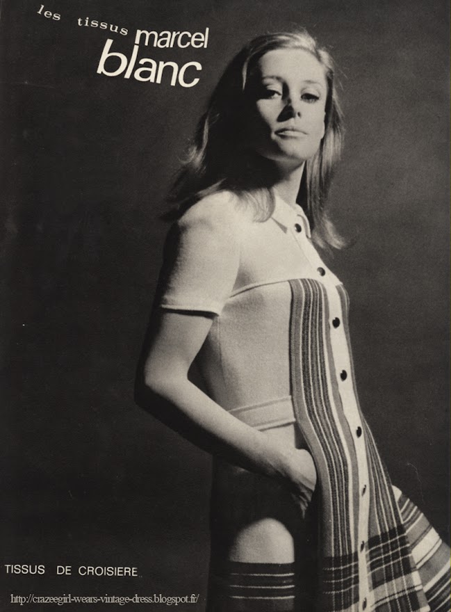 tissus Marcel Blanc - Louis Feraud - 1968 fabric dress 1960 60s mod