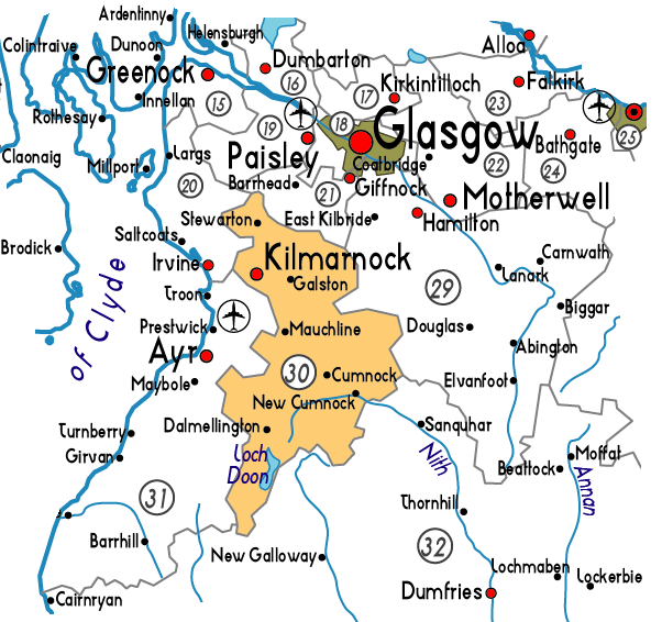 Map of East Ayrshire Province Area