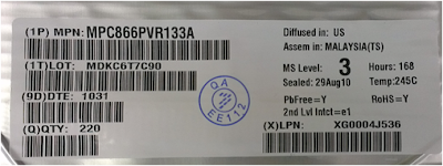 Packaging label with missing information and logo
