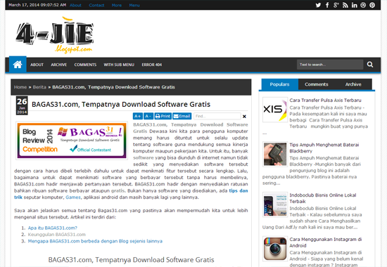 Bagas31 Review | pengumuman event bagas31 blog review competition Bagas31 Review | pengumuman event bagas31 blog review competition