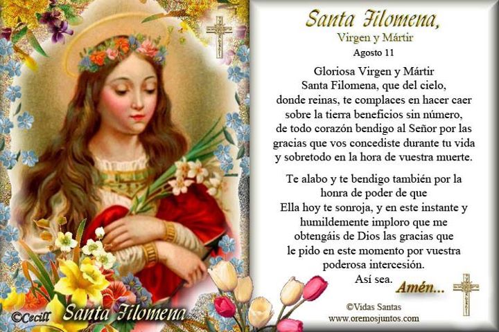 Che Giorno è Santa Filomena ® Gifs y Fondos Paz enla Tormenta ®: ESTAMPAS CON ORACIONES A SANTA