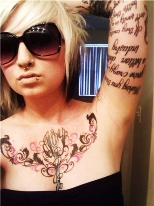 Flowers Tattoos Design: Girls Chest Tattoos