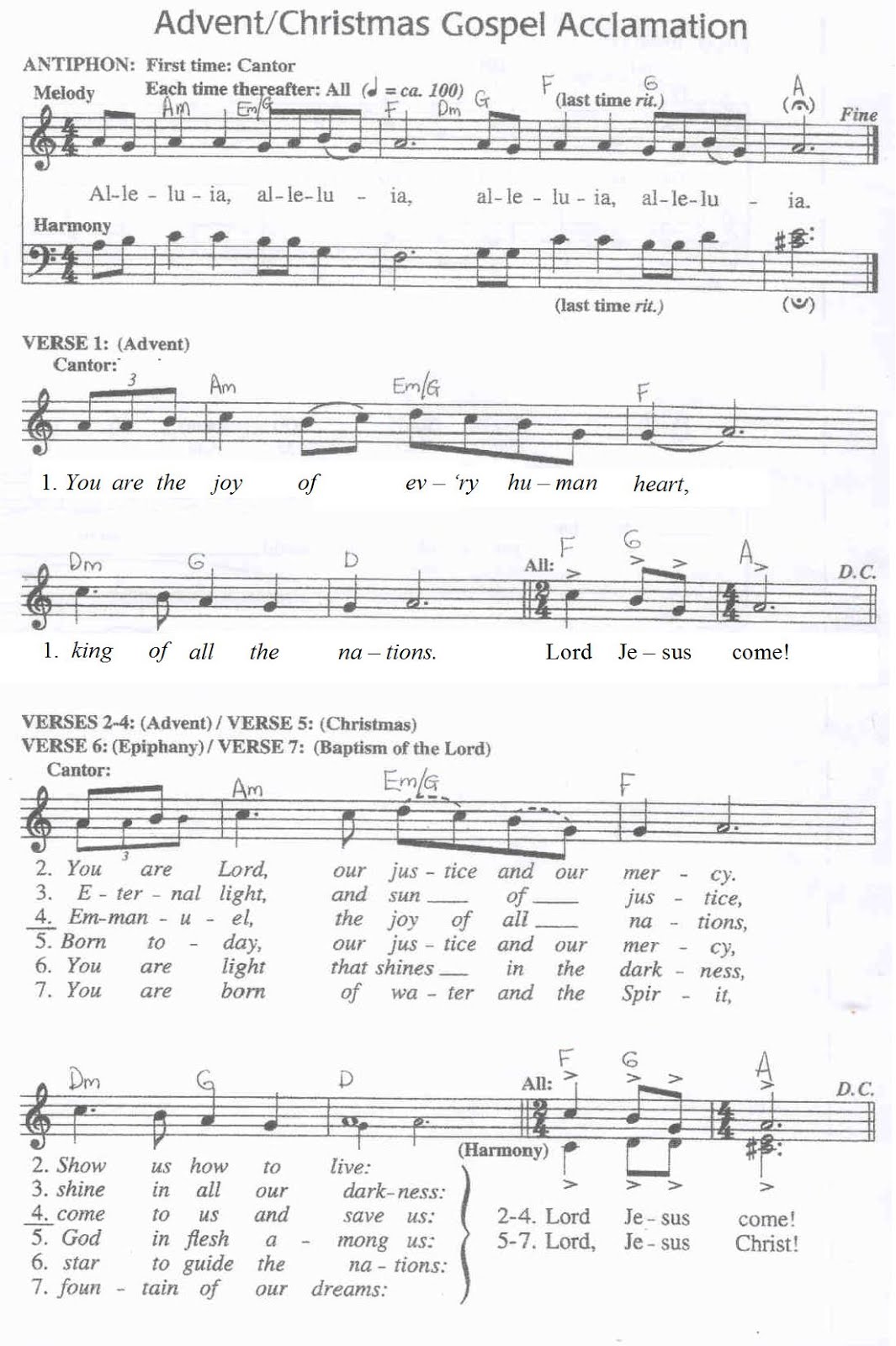 Advent Christmas Gospel Acclamation used by LCC 2011