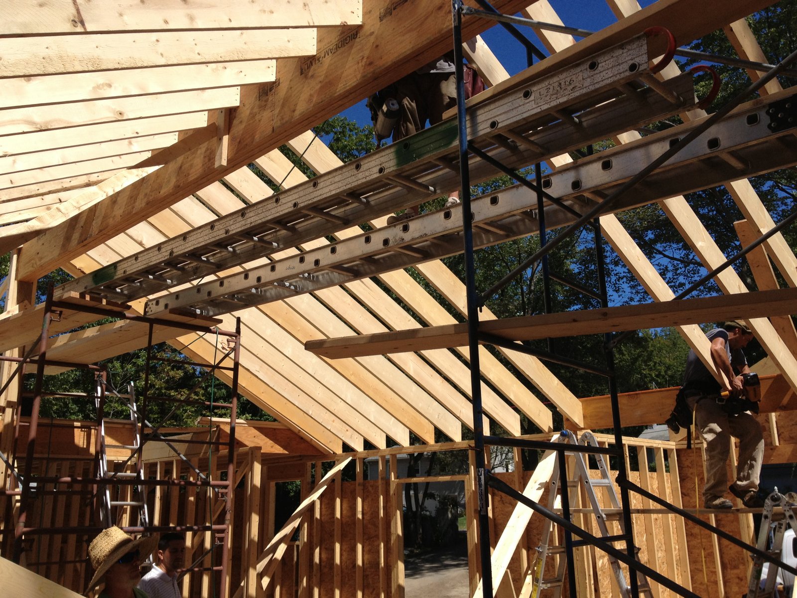 Pretty Good Lake House Ridge beam and rafters