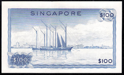 Singapore money currency 100 Dollar note bill