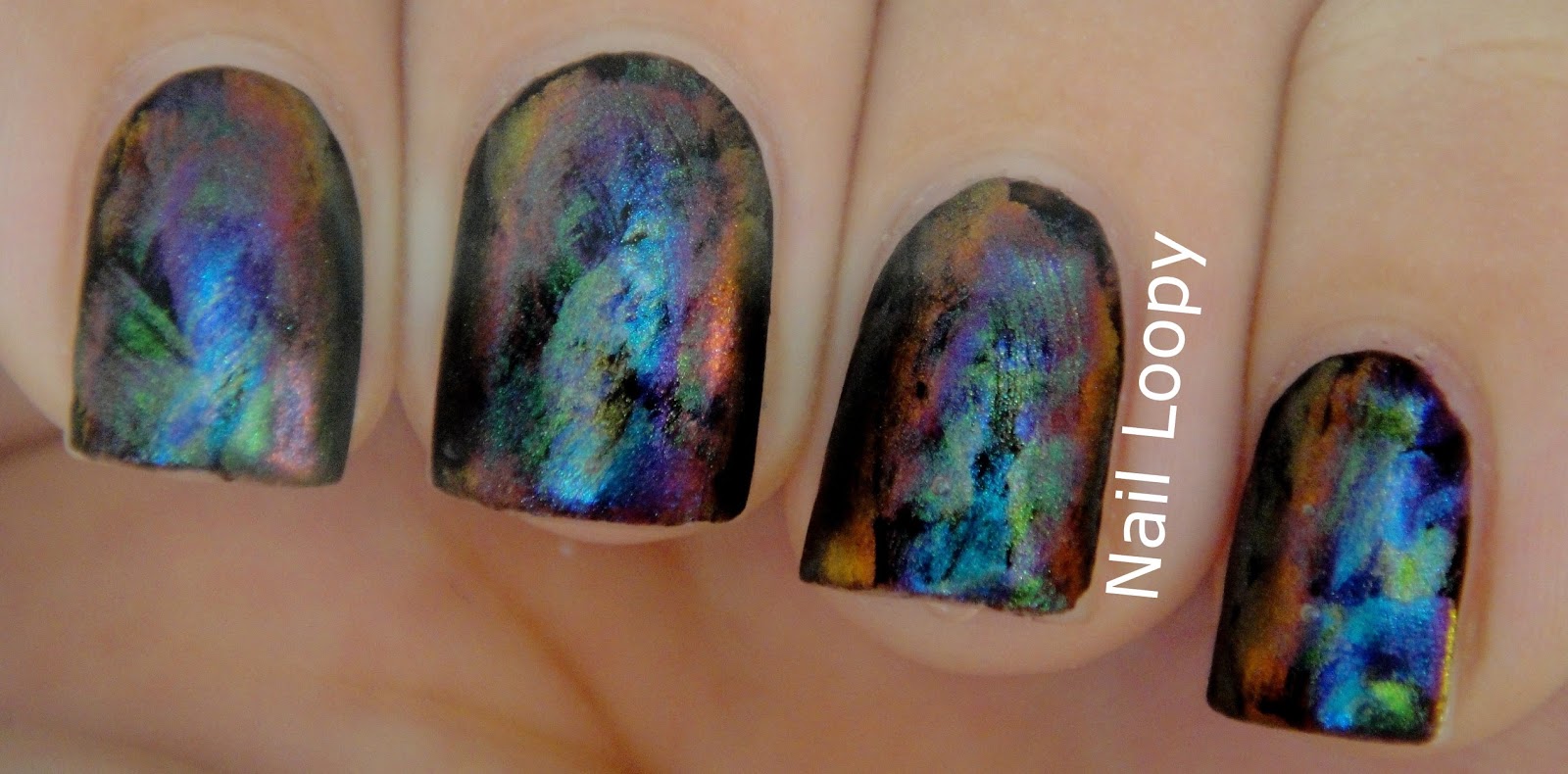 nail loopy ILNP ULTRA CHROME BRUSH STROKE OIL SPILL NAILS