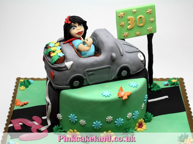 Birthday cake for woman - girl in car