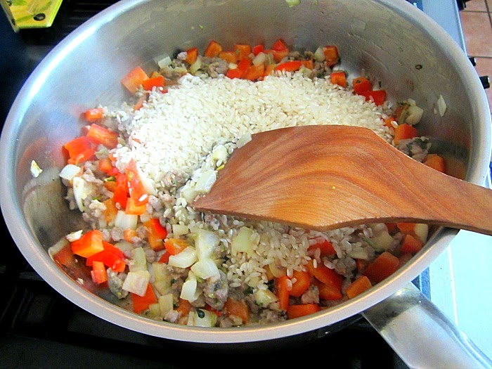 Oven Baked Sausage & Pea Risotto
