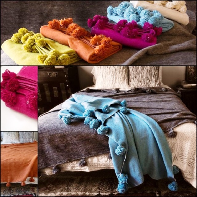 Moroccan Sunset HANDLOOMED MOROCCAN POM POM BLANKETS