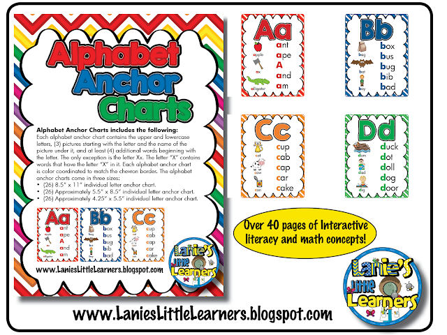 Lanie's Little Learners: Alphabet Anchor Charts Letter Printables