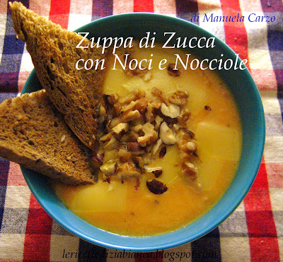 zuppa di zucca con noci e nocciole