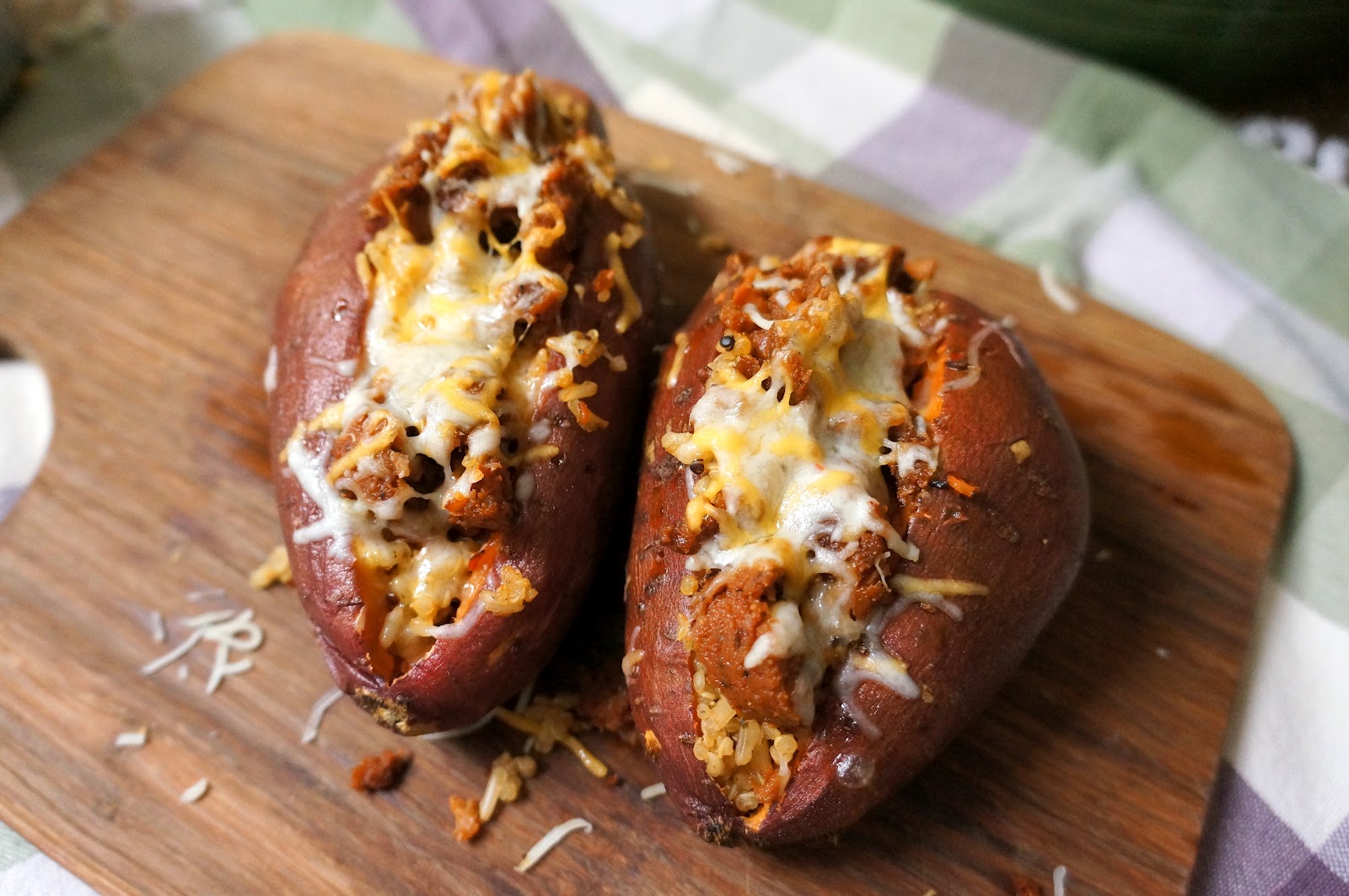 The Scattered Cook Red Pepper Quinoa and Chipotle "Sausage" Stuffed Yams